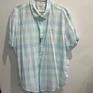 NWT Calvin Klein s/s button down cotton shirt, XXL, lightweight